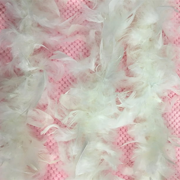 Injueey Bufanda de boas de plumas de pavo Real de plumas blancas de 2  metros, vestido de novia colorido teñido, falda, accesorio de costura, chal  Tela de costura y artesanía Blanco 2m