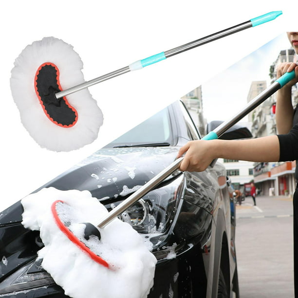 Cepillo giratorio para lavado de autos, cepillo de lavado de autos con  mango largo, kit de espuma automática para lavado de autos con cepillo de