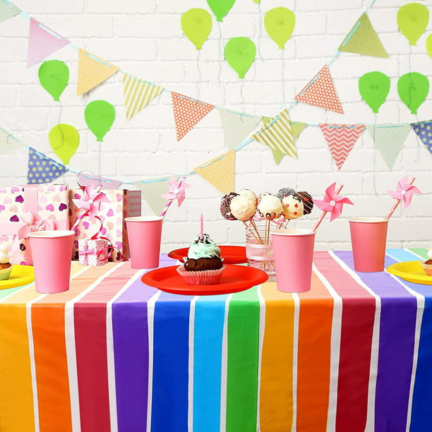 Tradineur - Set de decoración para cumpleaños, incluye guirnalda de  princesa, mantel arcoiris y platos, vasos y servilletas de u