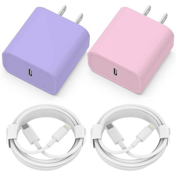 Paquete de 2 cables de carga rápida para iPhone 14/13/12 de 6 pies  [certificado MFi de Apple], cable USB tipo C a Lightning de 6 pies para  iPhone 14