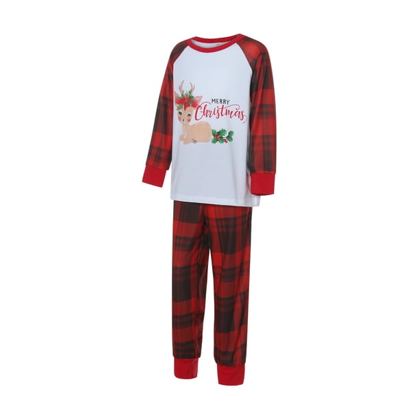 Pijamas NavideñOs Para La Familia Blusa De Letra Impresa Y Pijama De  PantalóN A Cuadros Verdes ; Bebé 6-9 Meses
