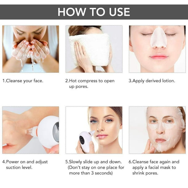Aspiradora de poros para eliminar puntos negros, limpiador eléctrico de  poros faciales, acné, grasa, comedones y extractor de puntos blancos para
