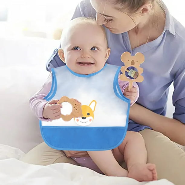 Juego de 3 baberos de silicona para bebés Baberos de silicona impermeables  para alimentación con bandeja de goteo Fácil limpieza Baberos suaves para  niños pequeños Comida para bebés Ormromra LKX-1416