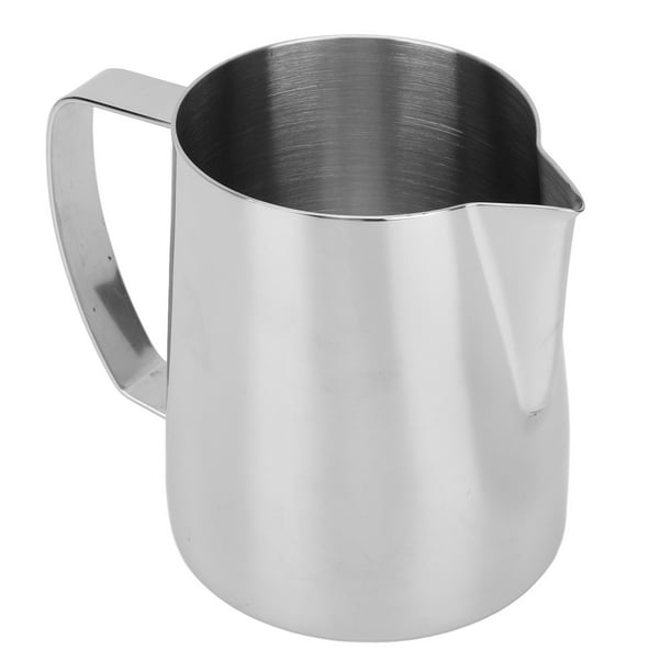 CACAKEE Jarra de espuma de leche de acero inoxidable, jarra para café y  leche para máquinas de espresso, arte de café con leche (plata, 5 onzas/5.1  fl