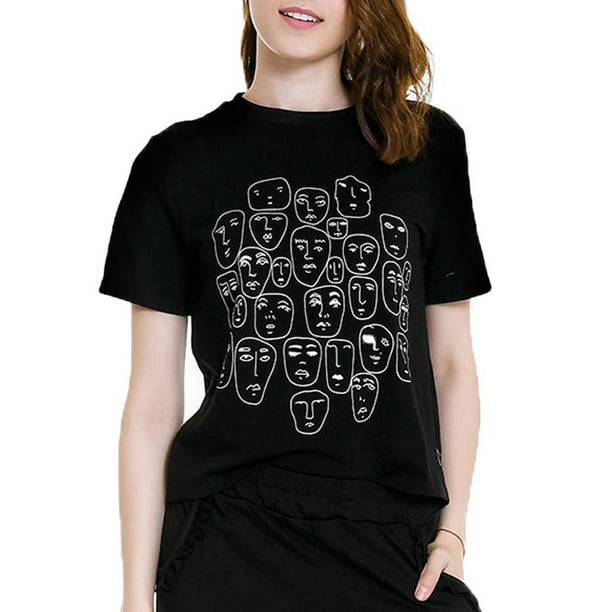  Camiseta De Con Estampado Linda De Dibujos Animados Para Mujer Camisetas Casuales De Cuello XXL jinwen Las mujeres imprimieron la camiseta