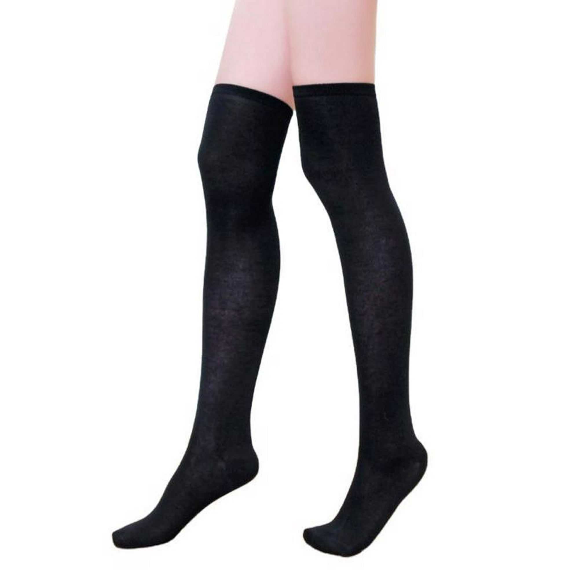 Comprar Calcetines largos sexis a rayas blancas y negras para mujer, medias  por encima de la rodilla hasta el muslo, medias cálidas hasta la rodilla  para mujer y niña