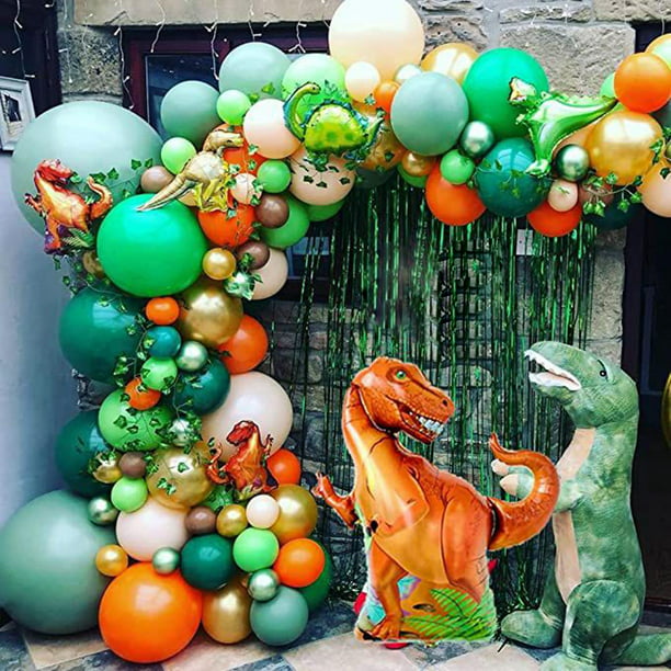 142 Uds. de dinosaurios animales de suministros de decoración para de  cumpleaños accesorios de fotografía para Fernando Globos de fiesta de  cumpleaños