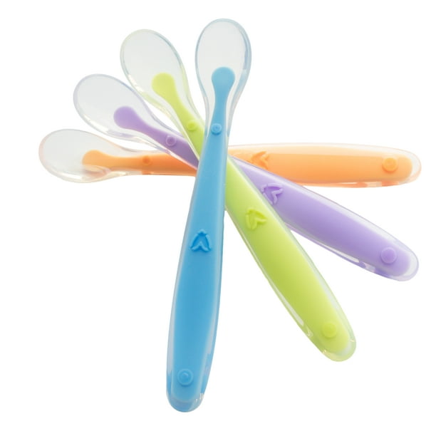 Cucharas de silicona para bebés, paquete de 4 cucharas de alimentación de