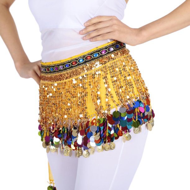 Mujeres gasa colgante monedas oro danza vientre cadera falda