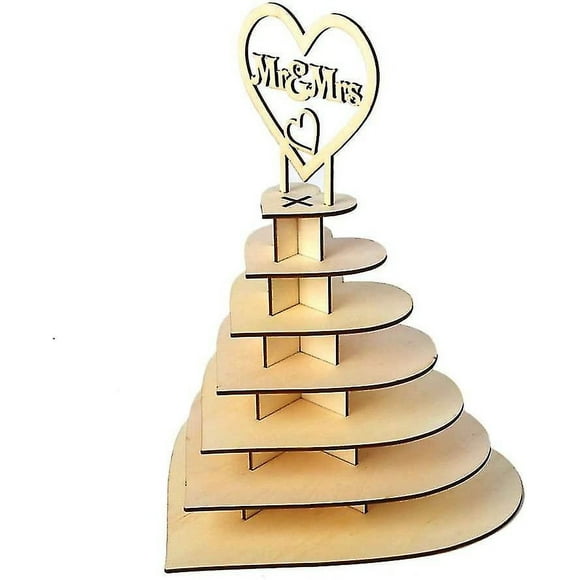 soporte de exhibición de chocolate de madera pirámide personalizada de 7 niveles con forma de corazón de mr  mrs ferrero rocher para fiesta de bodas