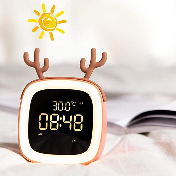 Reloj despertador digital Snooze para mesita de noche, USB, alta  definición, espejo de escritorio, calendario, despertador, LED, para mesita  de noche