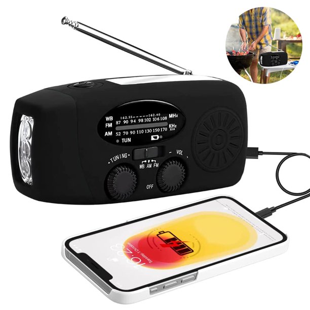 Radio AM/FM con puerto usb para cargar celulares y linterna