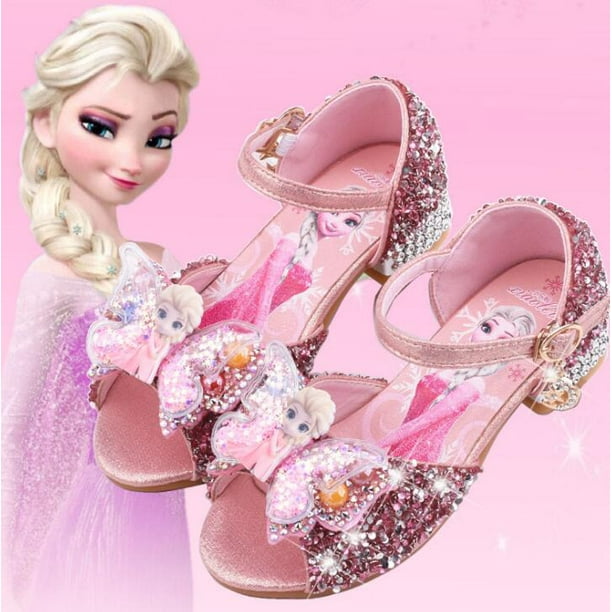 Nuevas sandalias de Disney para niñas, zapatos de princesa elsa de tacón  alto a la moda para niños, zapatos de cristal congelado, zapatos de  pasarela, plantilla de 25 cm, 16,5 cm Gao