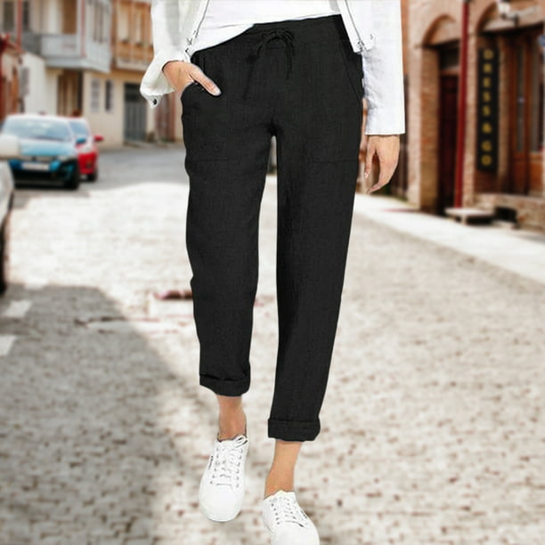 casuales de mujer con cordones de ocio Bolsillo de color sólido Pantalones de FLhrweasw Nuevo | Walmart en línea