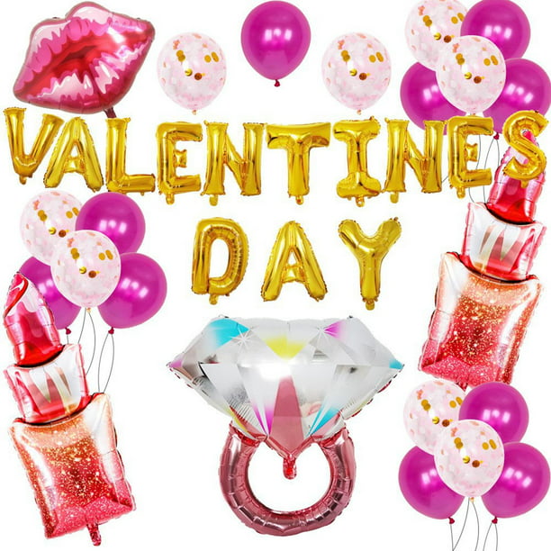 Globos de látex confeti con cinta para decoración de cumpleaños de de San  Valentín Yuyangstore globo de san valentin