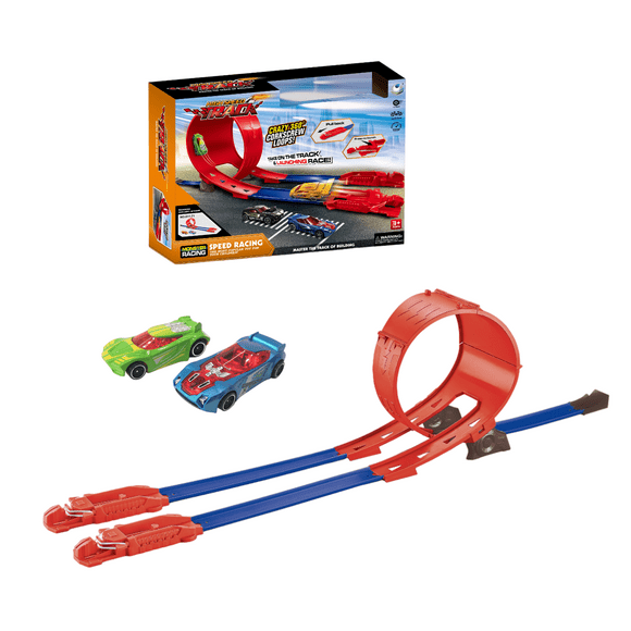 juguete pista dos lanzadores y dos carros pista de carreras para niños loop 360
