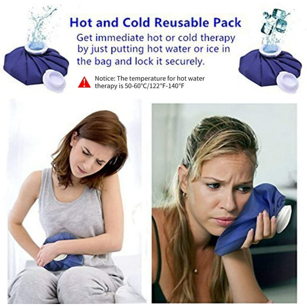 Bolsa de hielo reutilizable para lesiones: bolsas de hielo Ohuhu para agua  caliente, terapia fría y caliente, alivio del dolor para lesiones de