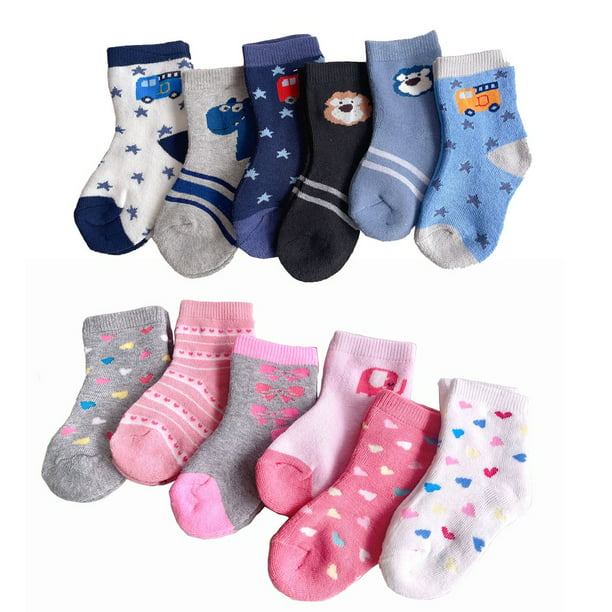 12 pares de calcetines antideslizante infantiles de Marrywindix, calcetines  de colores variados, tamaño para niños de 2 a 3 años de edad, diseño de