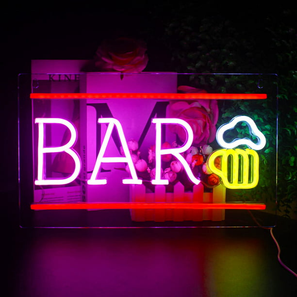 Letrero de Neón de Copa de Vino Bar Neon Sign Cartel Luminoso LED Bar Neón  Bar Ventana Tienda Pared Decoración Amarillo y Blanco Jarra de Cerveza  Forma Letrero de Neón : 