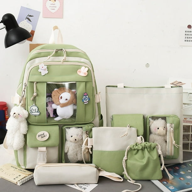 Conjunto de 5 piezas de mochila Kawaii para niñas, bolsa escolar para  estudiantes, bolsas para libros