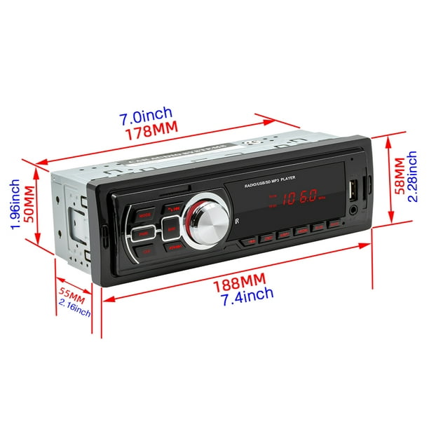 Radio De Coche 5209E Radio de coche Reproductor de audio multimedia  Bluetooth Tarjeta TF U Disco AUX Tmvgtek Accesorios para autos y motos