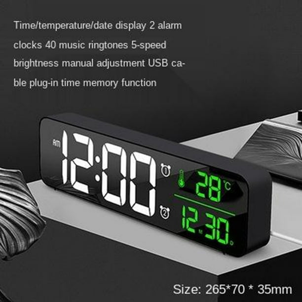Comprar Reloj despertador digital con espejo LED y pantalla grande, función  de repetición de alarma con atenuación automática, reloj electrónico de  escritorio, decoración para dormitorio, hogar y oficina
