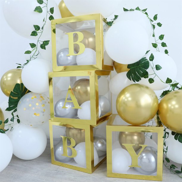 Caja de letras de oro blanco, decoración para fiesta de primer