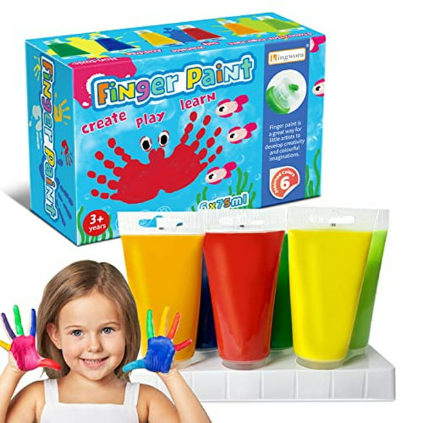 Crayola - Kit de pintura de dedos para niños pequeños con 4 colores y 10  hojas de papel de pintura, fácil de limpiar, no tóxico, lavable, pinturas