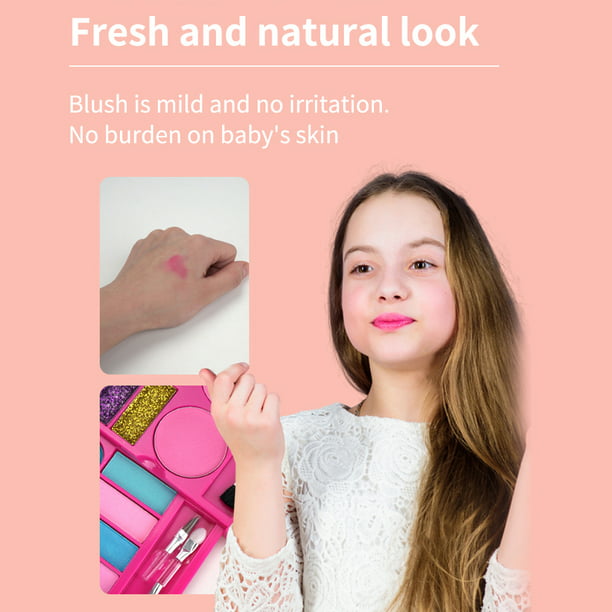 Kit de maquillaje para niñas – 52 piezas de maquillaje seguro y lavable  para niños, kit de maquillaje real para niñas, kit de maquillaje para niñas