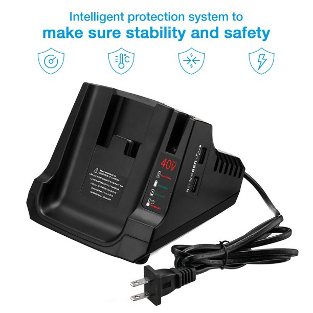 LCS36 LCS40 Fast Charger With Dual USB For Black & Decker 36V 40V