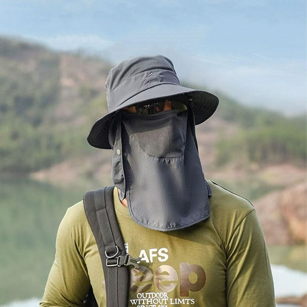 Sombrero de pesca,Gorra de protección solar UPF 50+ para hombre,Sombrero de  pesca de ala ancha con solapa para el cuello,Sombreros de senderismo para  hombres