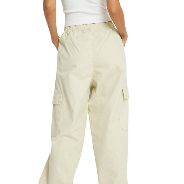 Pantalones cargo casuales con múltiples bolsillos y cordón