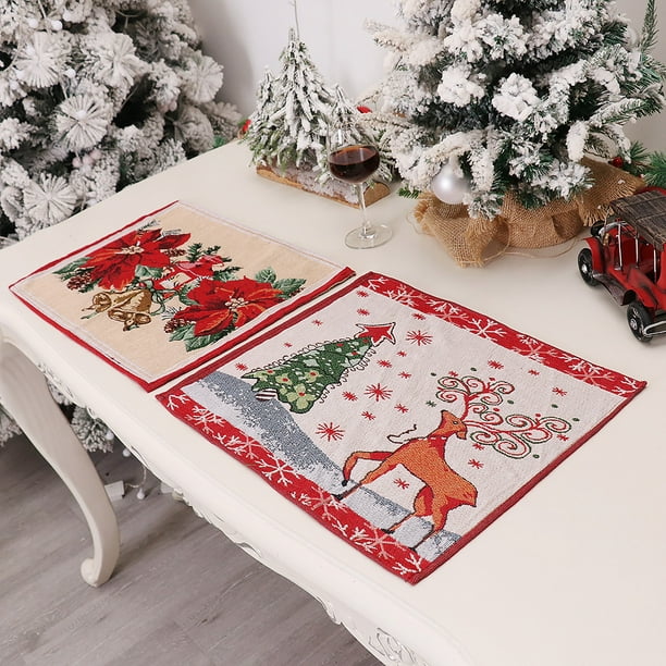 Camino de mesa de comedor navideño, tapetes decorativos para mesa de comedor