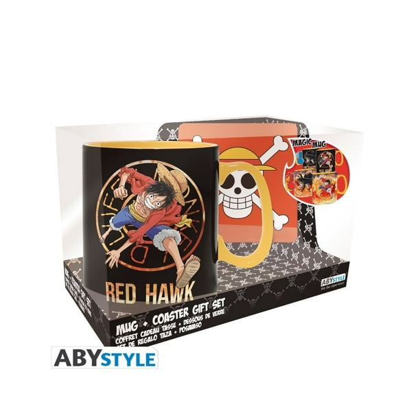 ABYSTYLE Taza de café de cerámica de 16 onzas con cambio de calor mágico de  Luffy y Sabo, juego de regalo de posavasos absorbente de anime manga, 2