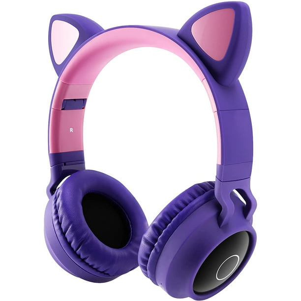 Audífonos diadema bluetooth con orejas de gato, variedad de