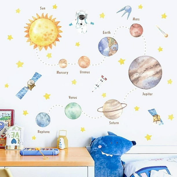 29x45cm Pegatinas de pared de planetas y estrellas del Sistema