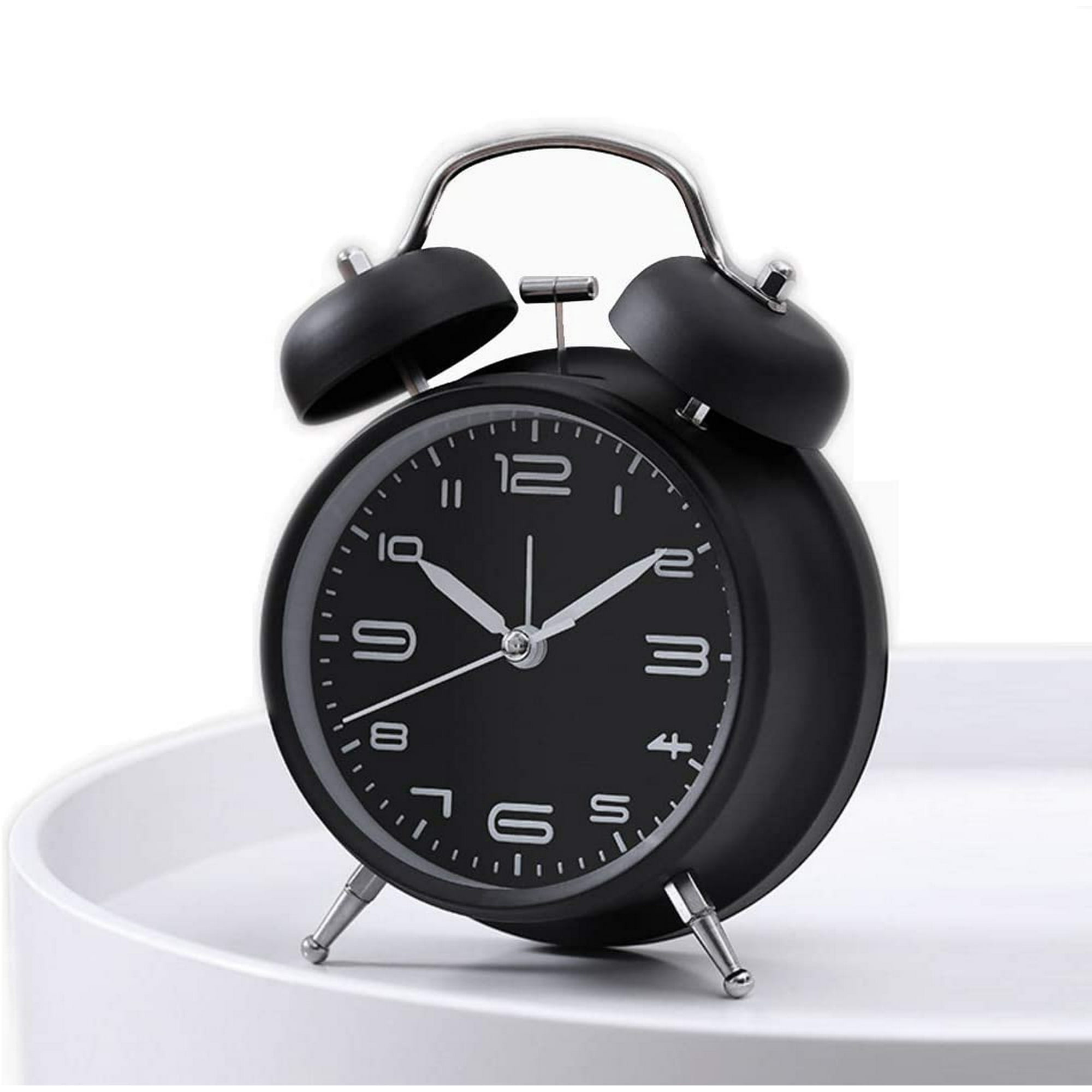 Reloj despertador analógico, reloj de escritorio pequeño de 4.5 pulgadas,  súper silencioso, sin tictac, con luz nocturna, carga USB para dormitorio
