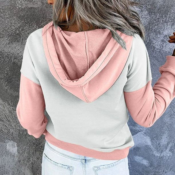 Gibobby Sudadera de mujer, Sudaderas con capucha para mujer 2023 otoño  invierno moda manga larga cordón suéter casual elegante con botones blusa  ligera(Rosa,CH)