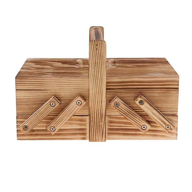 Cajas y contenedores / Caja de costura de madera vintage / Cesta