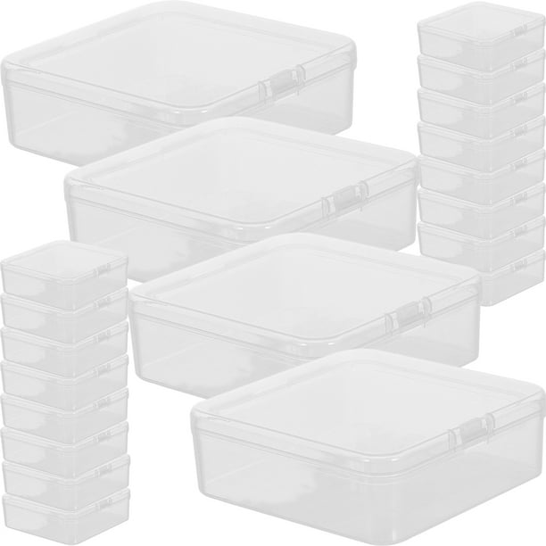 DUOFIRE Cajas Almacenaje Plastico Pequeña Cajas Transparentes Caja pequeña  de plástico con cuentas de almacenamiento de 24 unidades pequeños  recipientes para cuentas, joyas(9 x 6 x 3,2 cm) : : Hogar y cocina