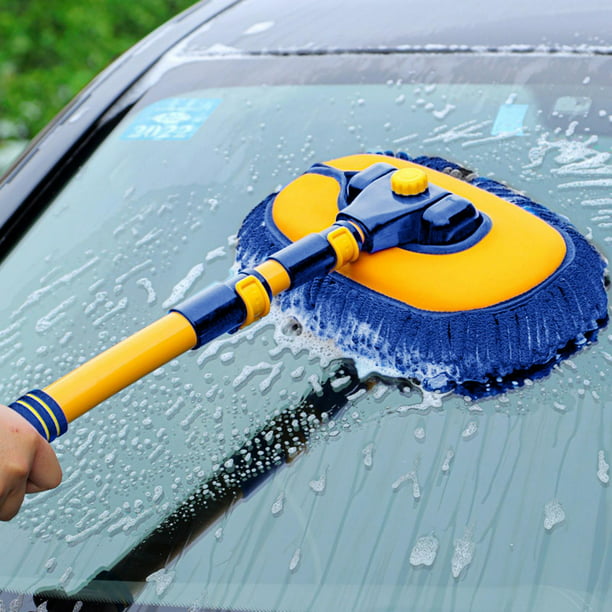 MVEQRRN Cepillo de lavado de autos mejorado con mango largo,  cepillo de lavado de autos con poste, kit de cepillo de limpieza de  automóvil, suministros de trapeador de lavado de autos