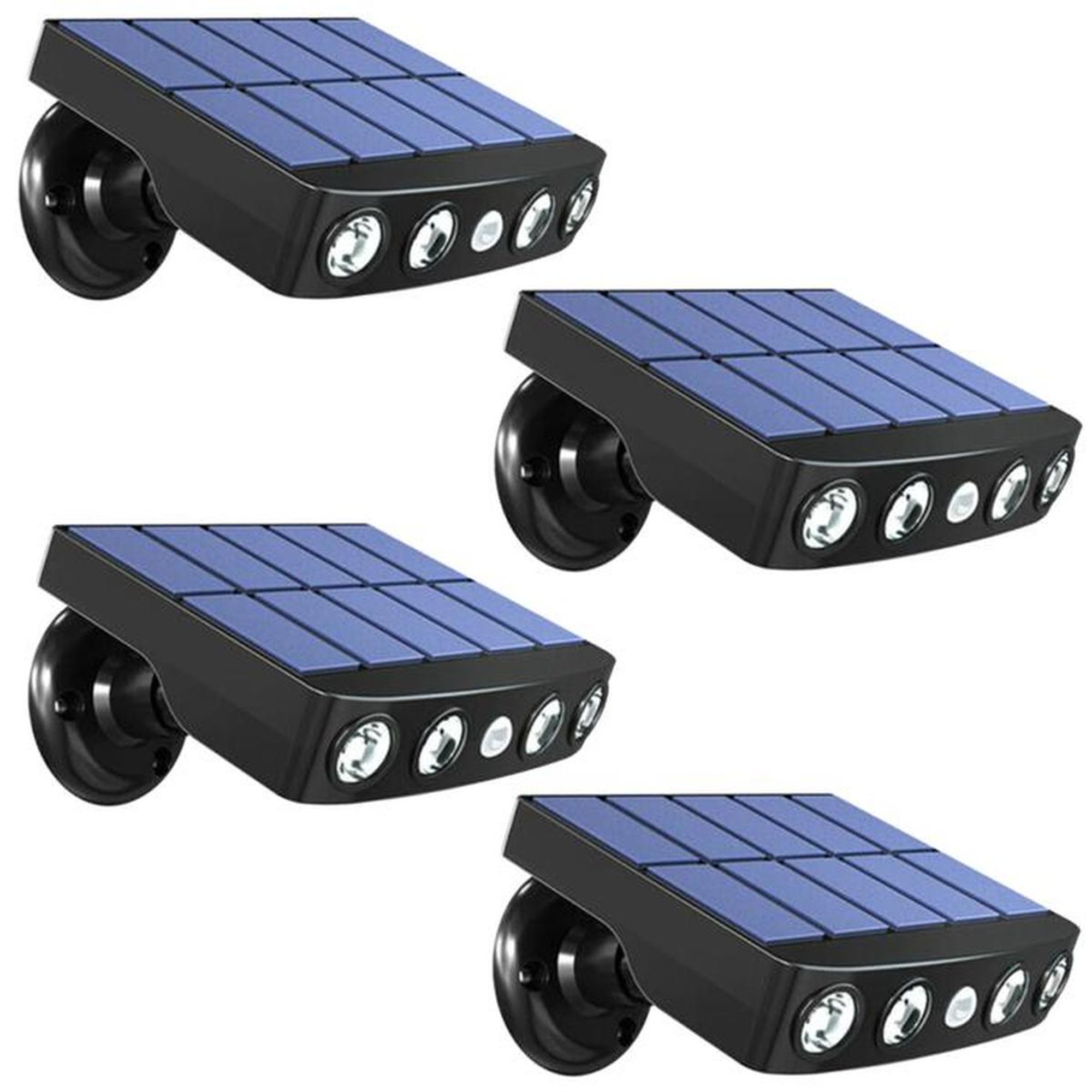 Luz solar led reflectores solarreflect pro 4 pzas 400lm luz blanca 6000k carcasa negro iluminación a 120° panel solar 4l ventdepot mxrsr-004