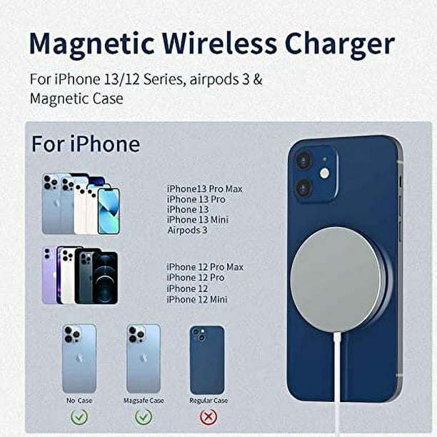 Para iPhone 13 12 11 Pro Cargador inalámbrico magnético, carga rápida 15 W  máx