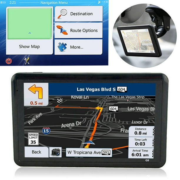 Navegador GPS portátil para coche HD de 5 pulgadas+8G SD, color negro,  mapas precargados incluidos de Sudamérica