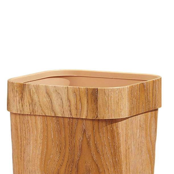 Bote de basura de grano de madera, cubos de basura antideslizantes grandes  duraderos para baño, jard BLESIY Bote de basura