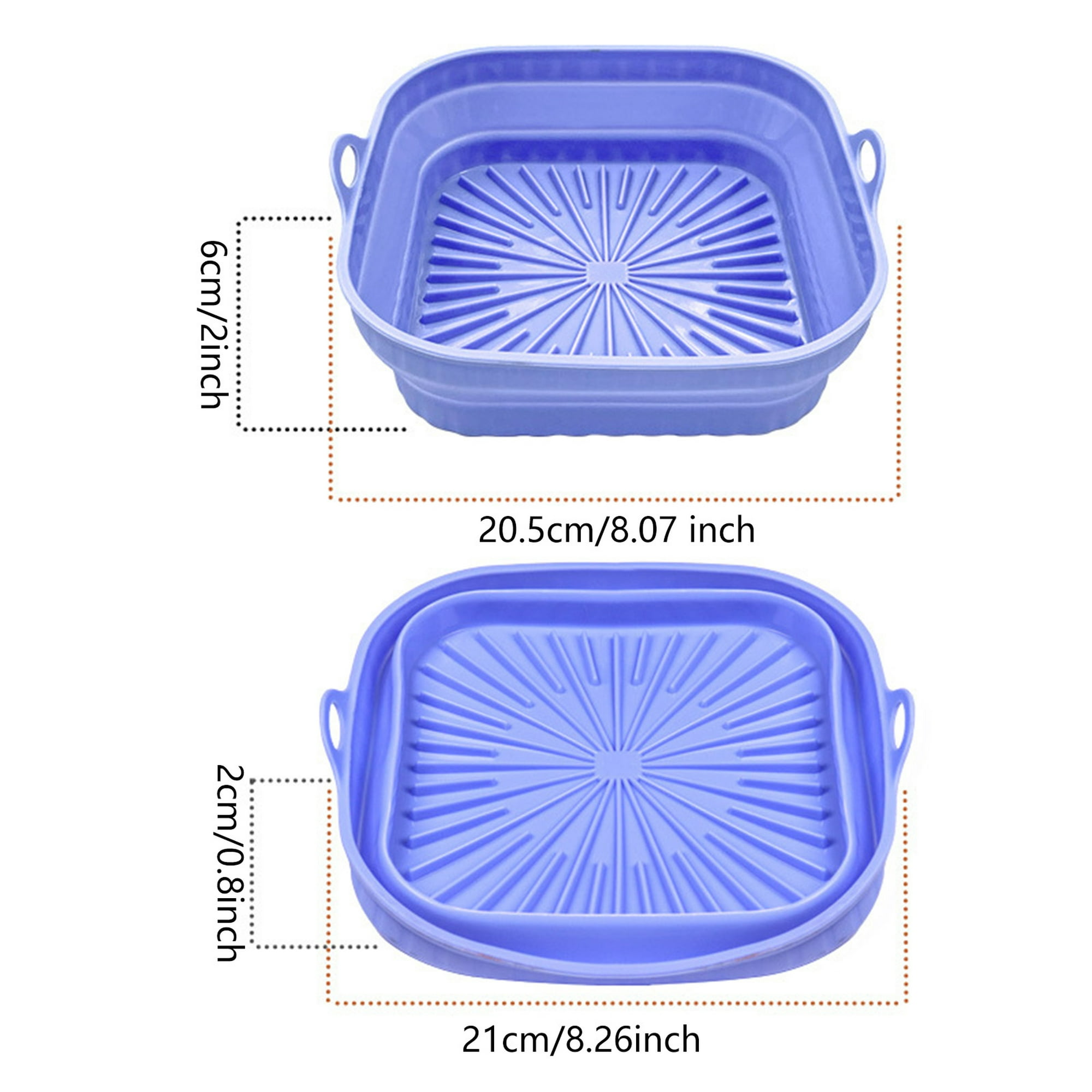 Freidora De Aire Freidora de aire cuadrada de silicona Bandeja para hornear  Horno para utensilios de cocina (Azul) Likrtyny Libre de BPA