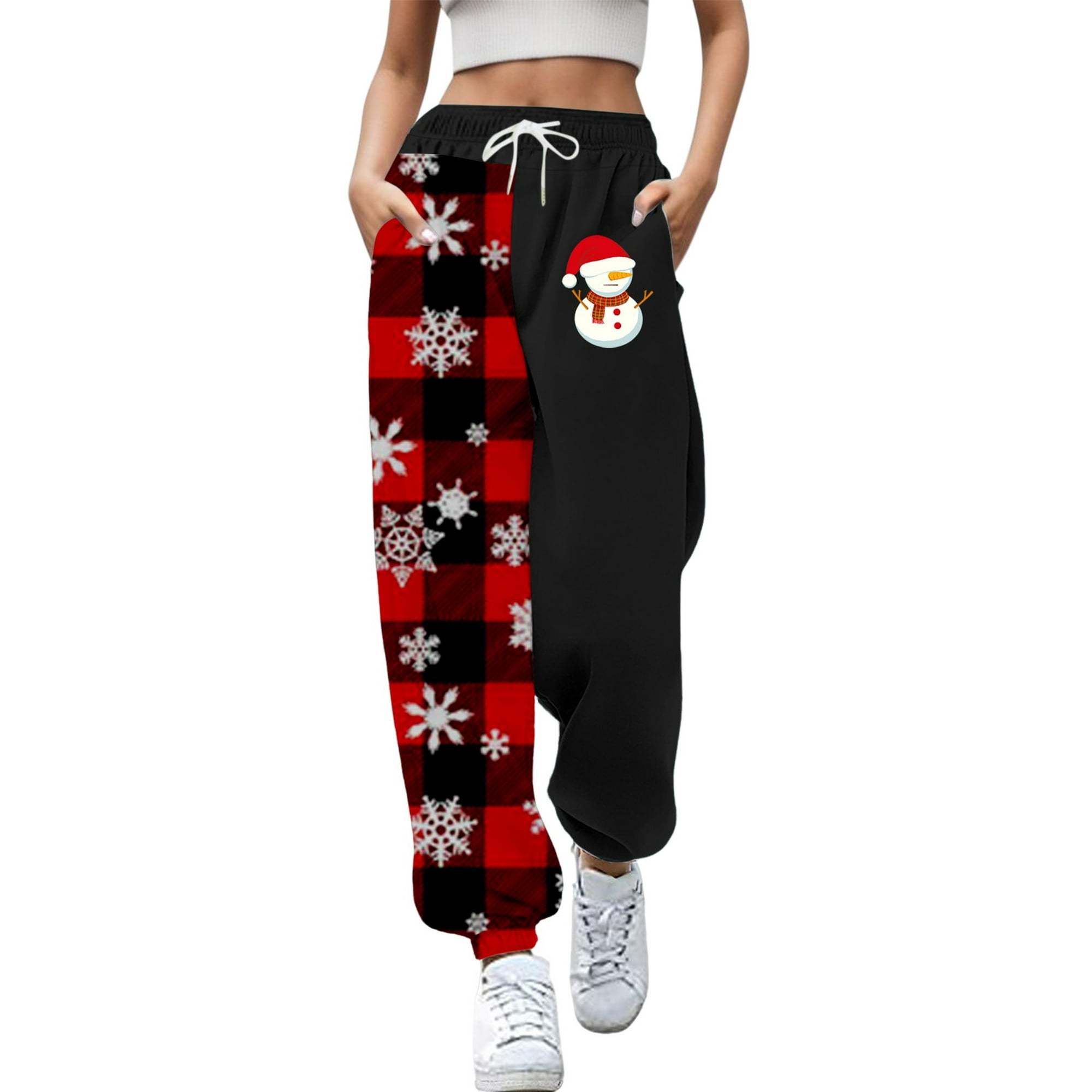 Gibobby pantalones afelpados para mujer Mujer Otoño e Invierno Casual moda  Navidad divertido impreso cintura elástica pantalones deportivos pantalones