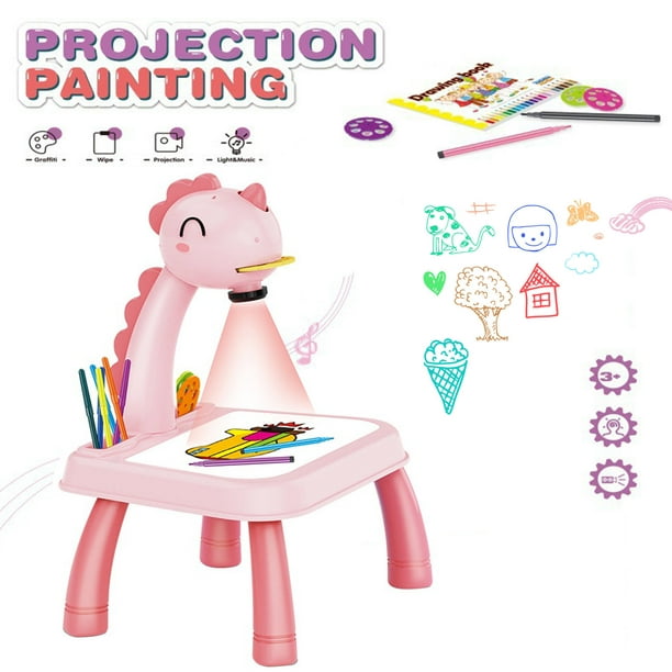 Mesa De Proyector De Dibujo Tablero De Pintura De Proyector Infantil  Educativo para Niños Arte De Aprendizaje Temprano Rosa
