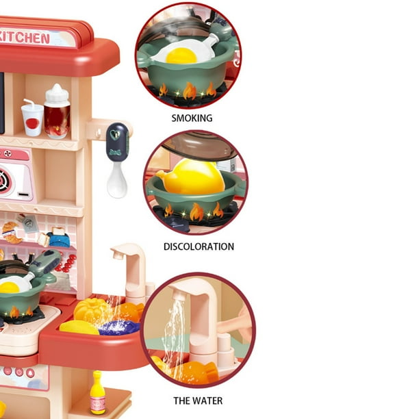 Chivao Juego de 43 piezas de muebles de casa de muñecas, juego de cocina,  refrigerador en miniatura con mini ollas y sartenes para alimentos