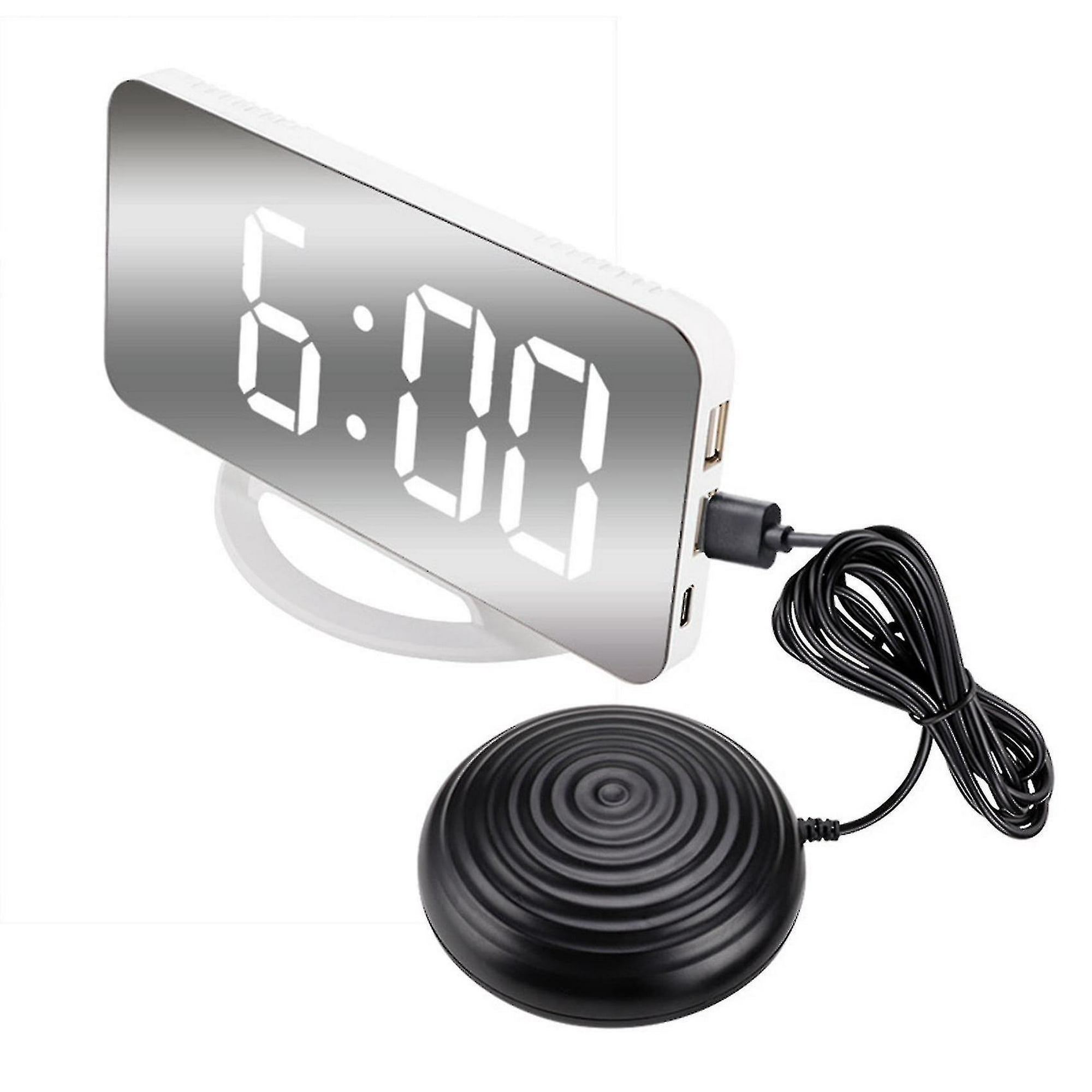 Reloj despertador con vibración ruidosa para adultos que duermen mucho,  reloj con espejo Digital y sordo con agitador de cama YONGSHENG  8390615025454
